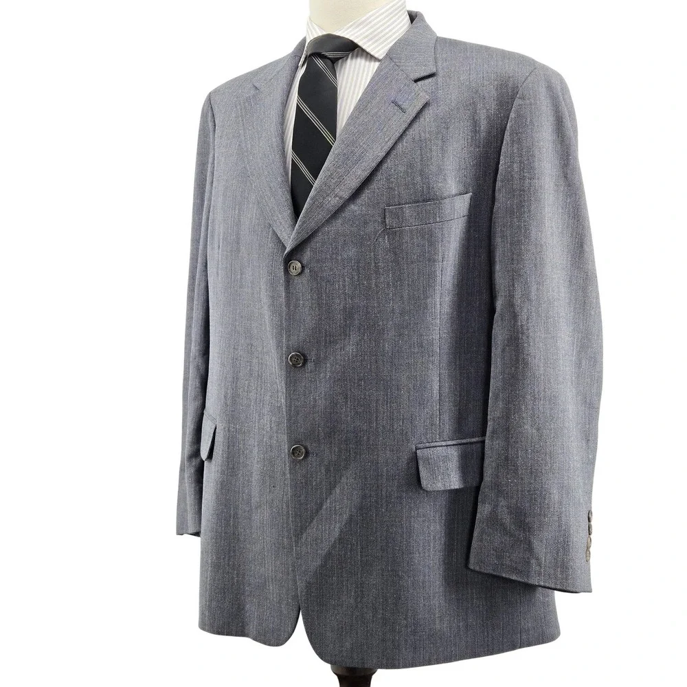 Brooks Brothers Suit Jacket Mens 44 Gray Herringbone Tweed 3 Button USA